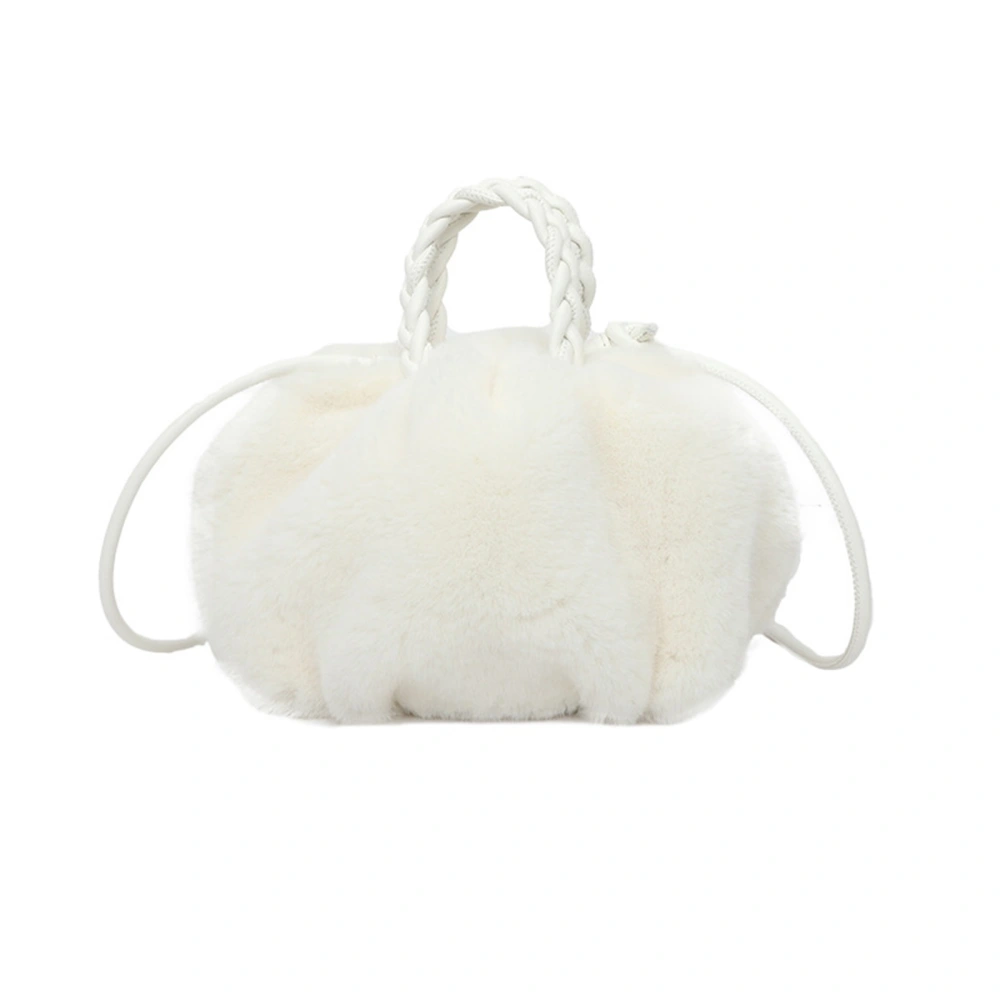 Plush Crossbody Bag for Women, Solid Cloud Shape Ruched Handbags