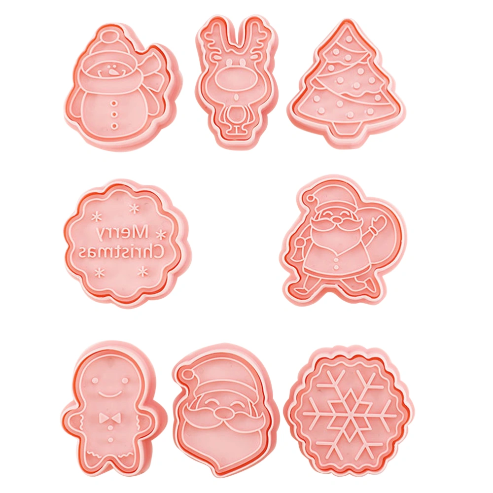 8 Pcs/Set Christmas Themed Cutters Santa Claus Christmas Tree DIY 3D Biscuits Mold Baking Mould Decorating Tools