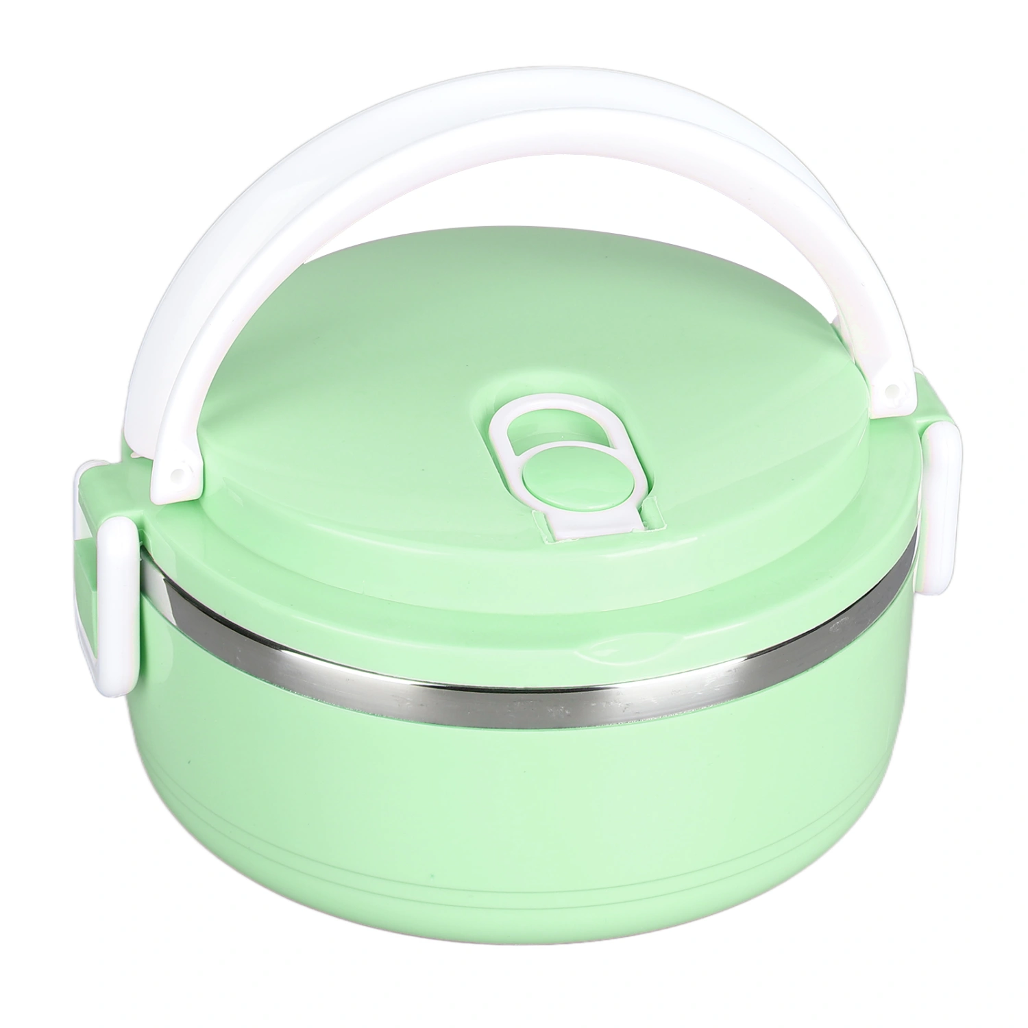 Thermal Lunch Box Stackable Hot Food Insulated Box 304 Stainless Steel Round Lunchbox Sealed Food ContainersMonolayer 304 Thickened ( Green )