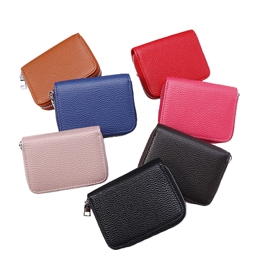 Women Credit Card Holder, Leather Business Card Case Zipper Wallet