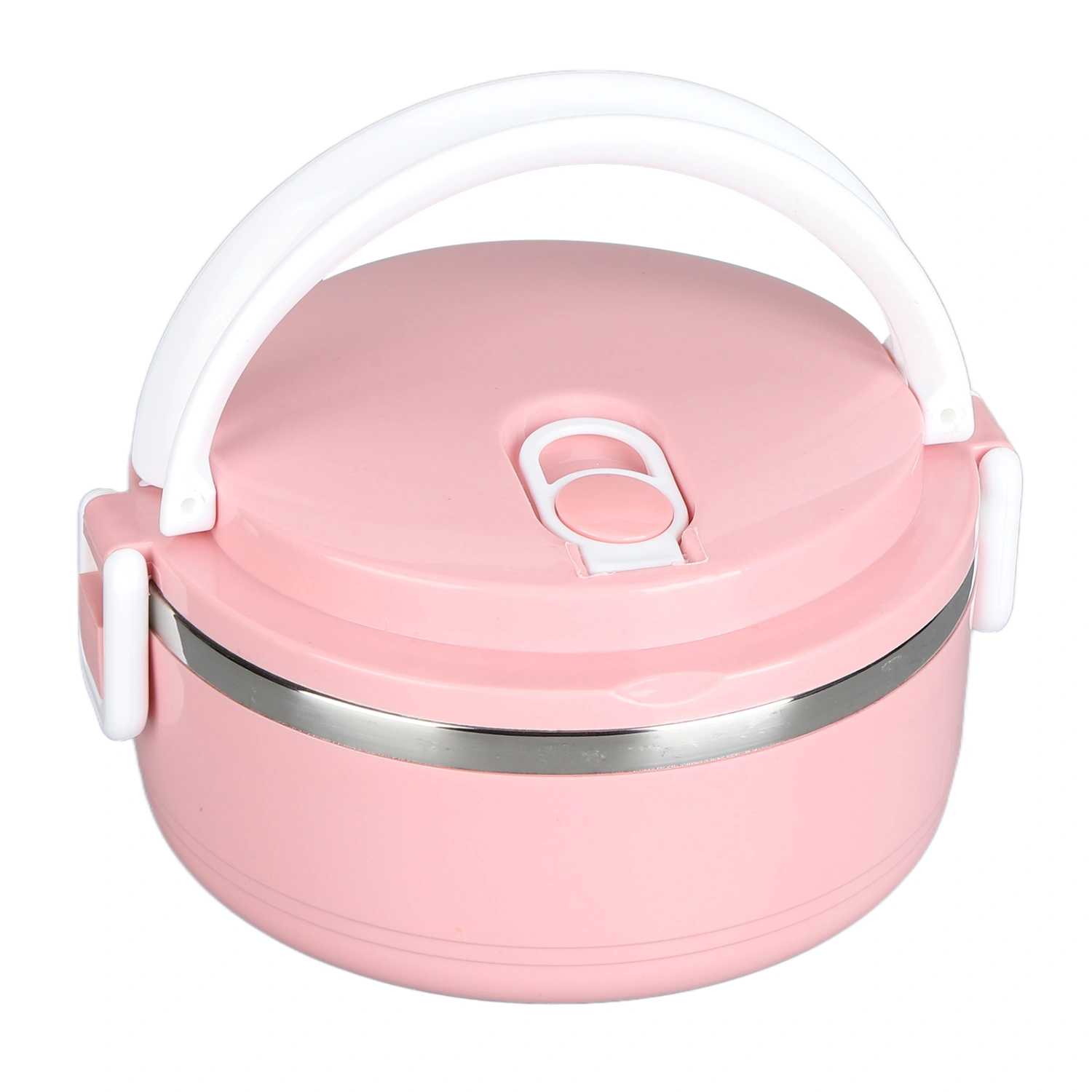 Thermal Lunch Box Stackable Hot Food Insulated Box 304 Stainless Steel Round Lunchbox Sealed Food ContainersMonolayer 304 Thickened ( Pink )
