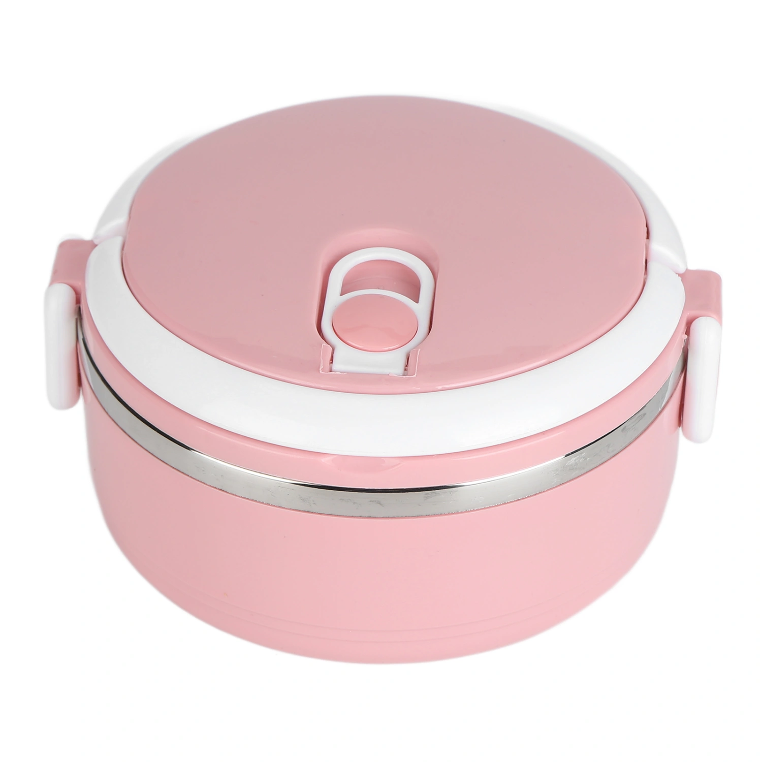 Thermal Lunch Box Stackable Hot Food Insulated Box 304 Stainless Steel Round Lunchbox Sealed Food ContainersMonolayer 304 Thickened ( Pink )