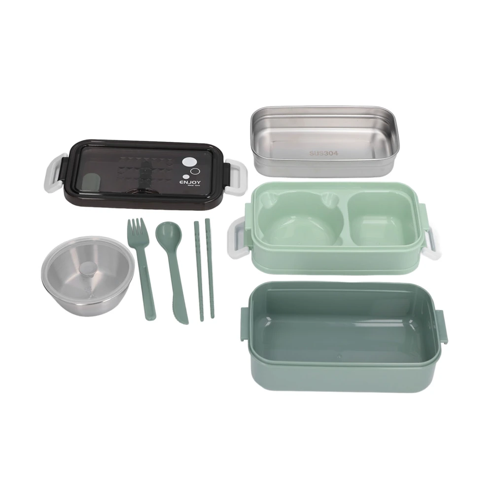 Lunch Box 2 Tier Stackable Container Folding Buckle Stainless Steel Insulated Lunch BoxGrass Green Stainless Steel Type 200ml 304 Stainless Steel Soup Bowl