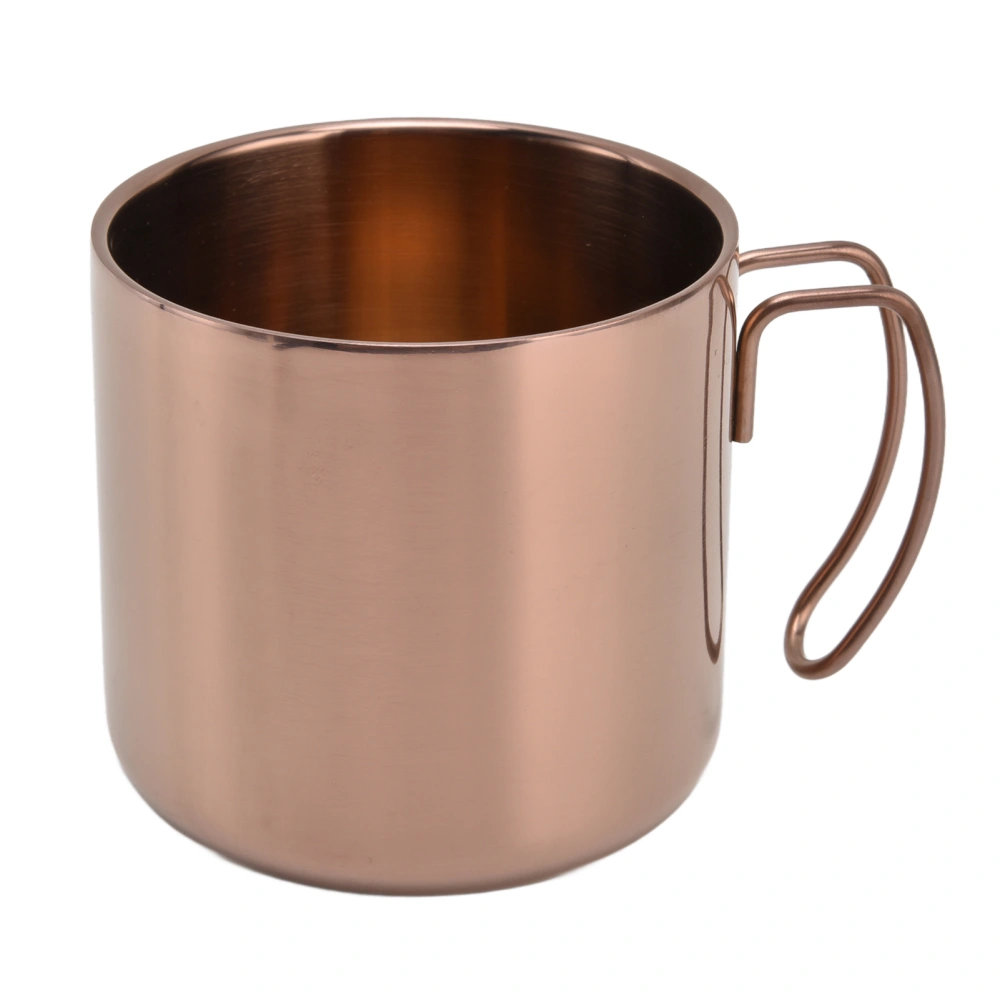 Coffee Mug Stainless Steel 400ml Durable Practical Portable Water Cup with Handle for Home Office RestaurantRose Gold (Without Lid) 400ml