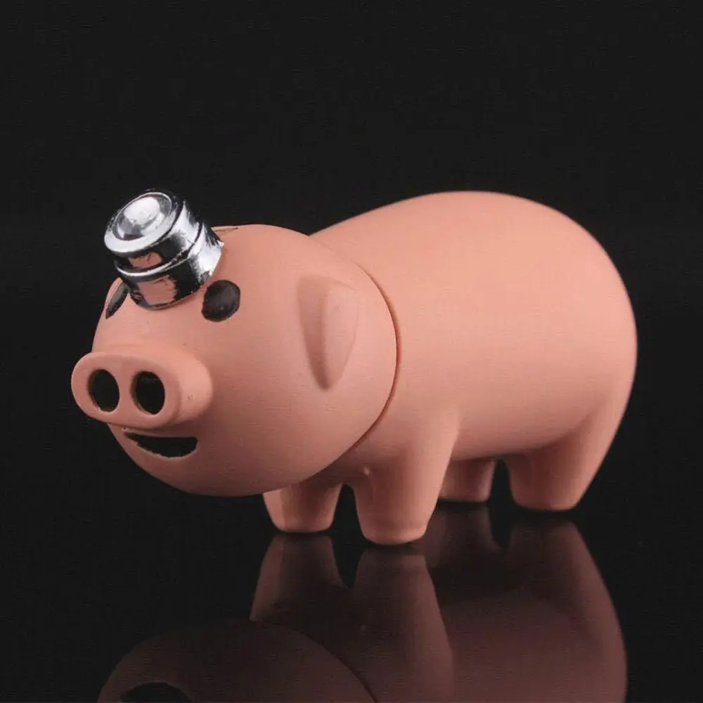 Portable Butane Pig Lighter Cute Dual Puffy Nozzles Animal Lighter Windproof Lighter for Outdoor Survival Camping Fishing