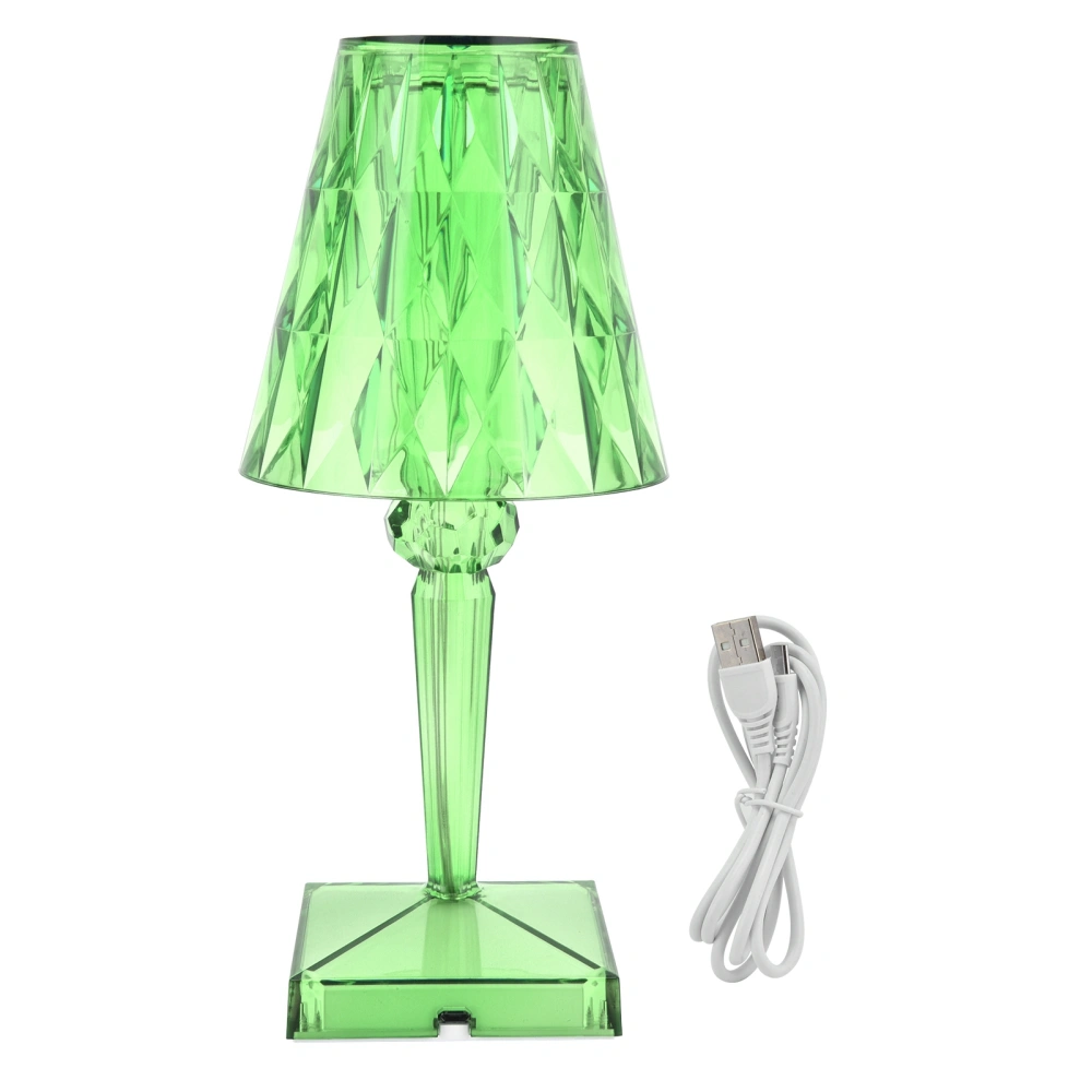 LED Crystal Table Lamp Transparent Prism Dimmable Desk Lamp USB Charging Indoor LightingGreen