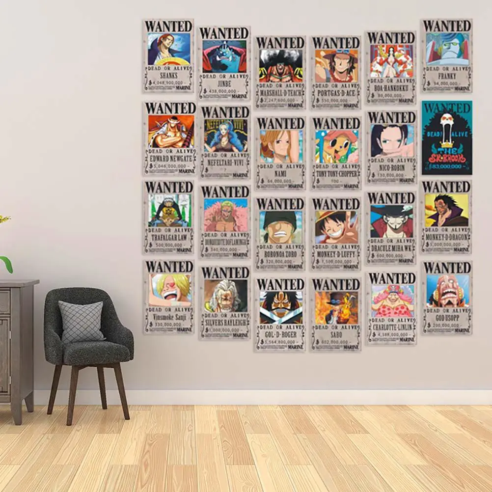 28.5*19.5CM Anime Wanted Reward Posters Home Decoration Wall Sticker Paper Poster Hanging for Wall and Door