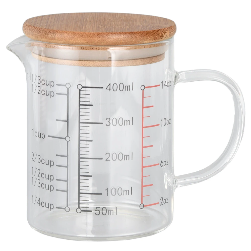 Glass Measuring Cup V Shaped Nozzle Clear Scale Comfortable Grip Borosilicate Glass Coffee Cups400ml