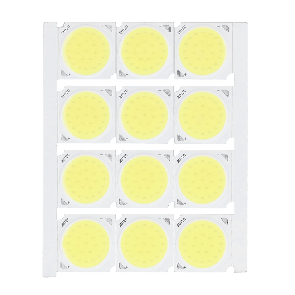 12Pcs COB Light Source High Power Round LED Chip 12W 36‑41V 1080LM for DIY Indoor LightingWhite Light