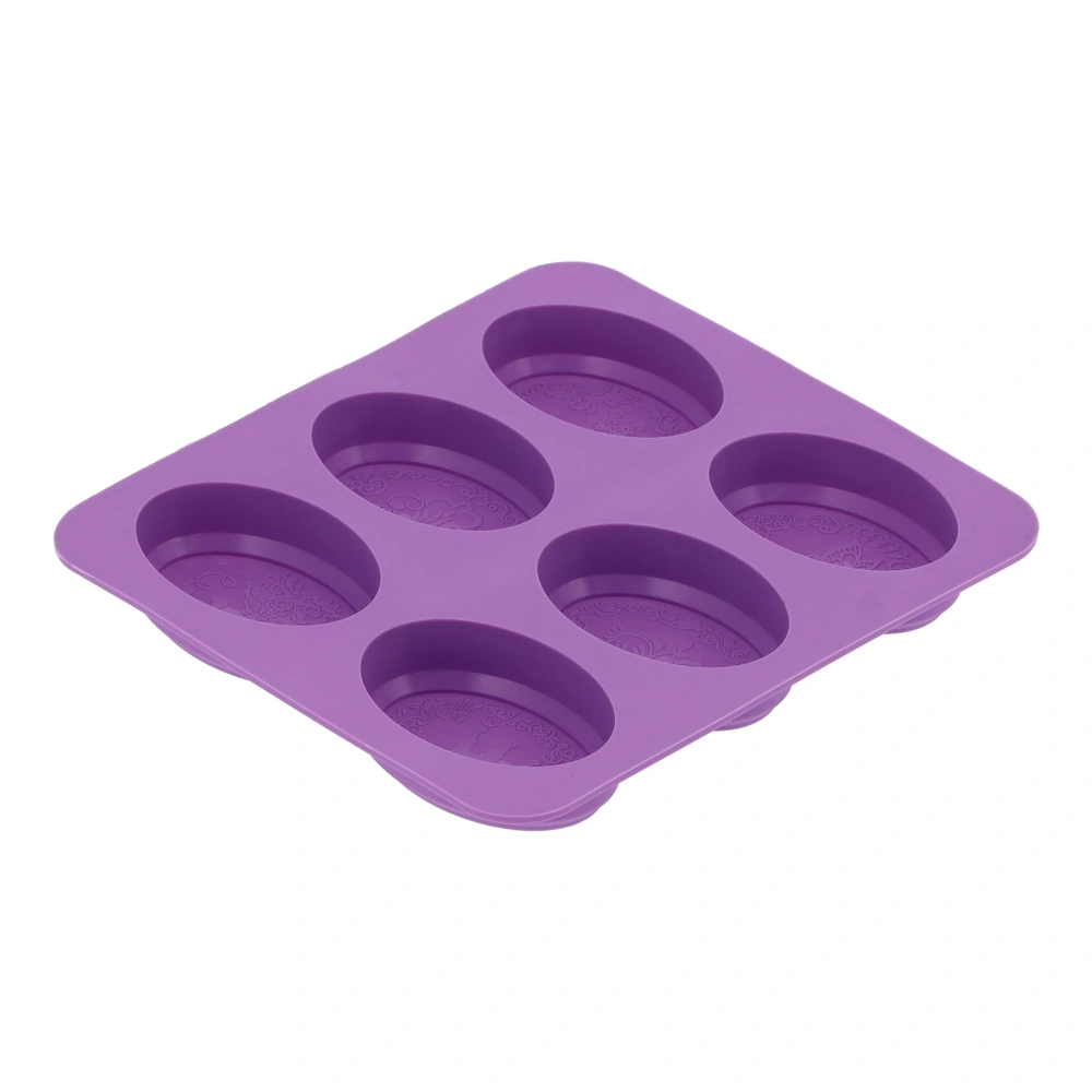 6-Grid Originality Pattern Mold Silicone Hand Made Soap Cake Mold for Home Bakery(Oval )