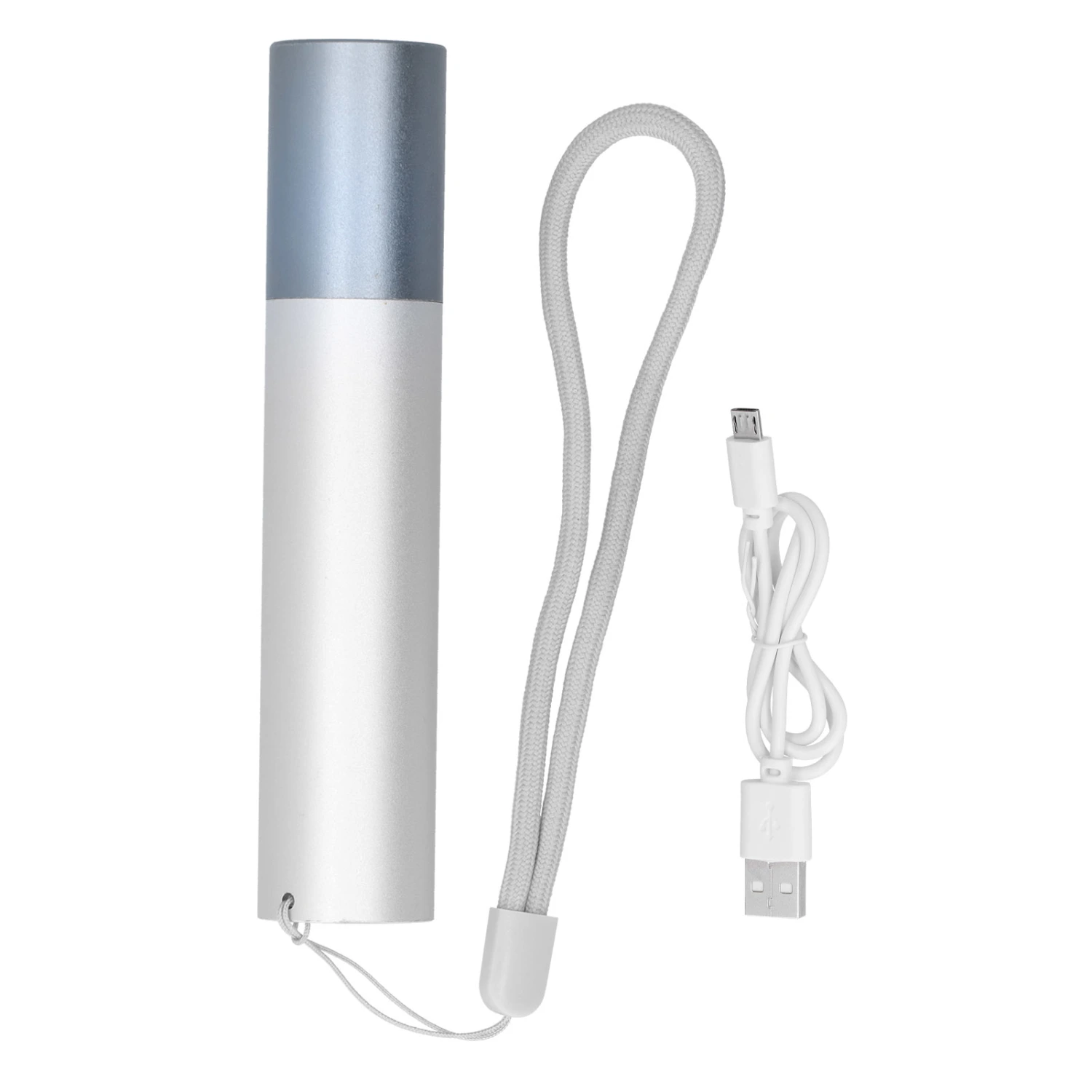 LED Flashlight USB Rechargeable Portable Flashlight Aluminum Alloy Mini Multifunction Lighting Flashlight(Silver )
