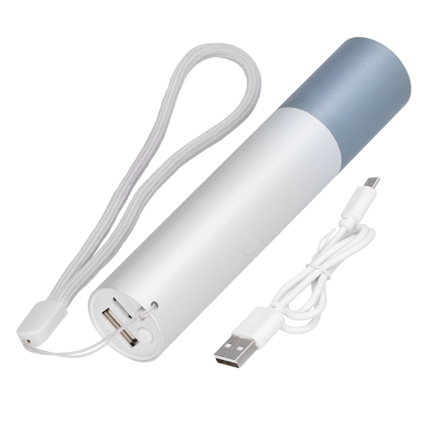 LED Flashlight USB Rechargeable Portable Flashlight Aluminum Alloy Mini Multifunction Lighting Flashlight(Silver )