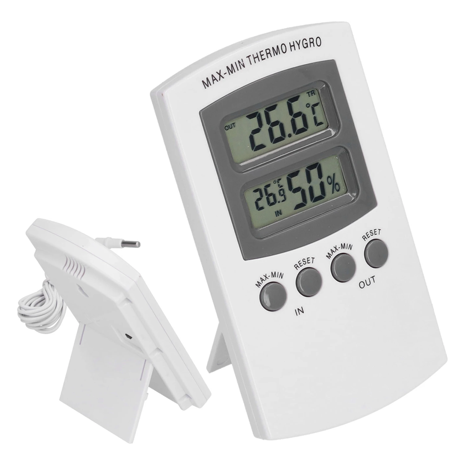 LCD Temperature and Humidity Monitor WallMountable Wired Flower Planting Hygrometer for Home Greenhouse