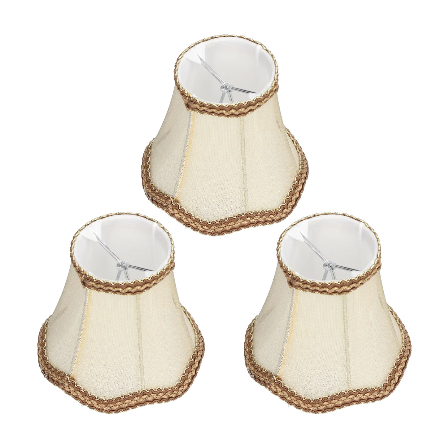 3Pcs E14 Clip On Lamp Shade Indoor Modern Fabric Candle Chandelier Lampshade for Home Hall Hotel Gold