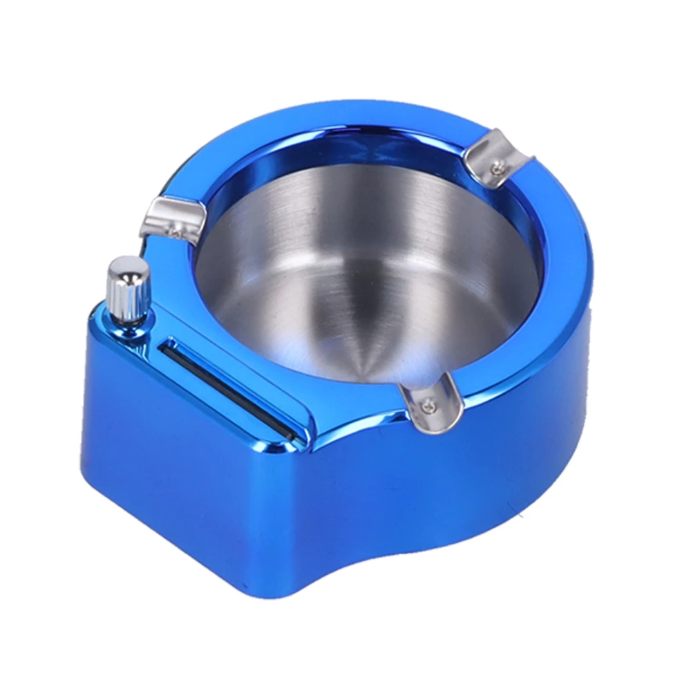 Cigarette Ashtray Stainless Steel Match Lighter Cigarette Ashtray for Home Office DecorationBlue