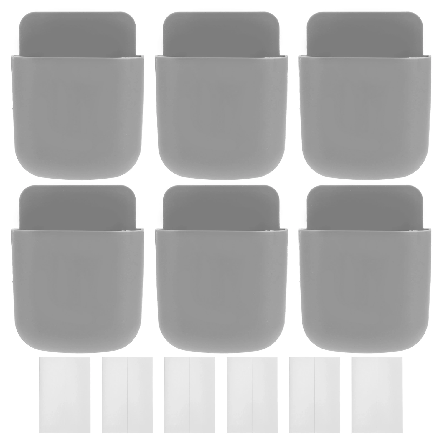 6 Set Remote Control Holder Wall Mounted Phone Storage Box Organizer for Home Bedside School UseGray