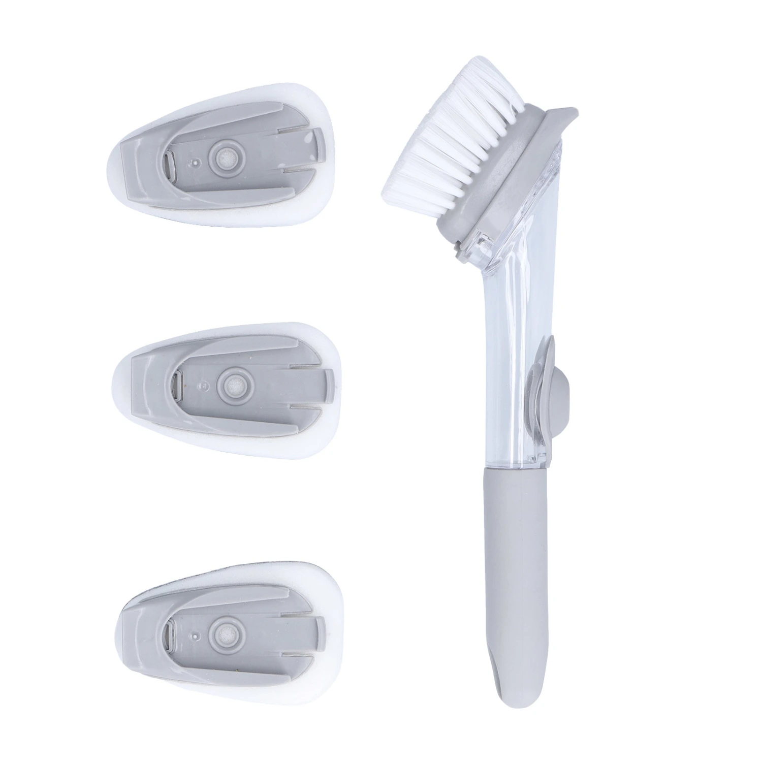 Soap Dispensing Dish Brush Sink Dish Cleaning Scrubber with Handle Hanging Ring Replacement Head
