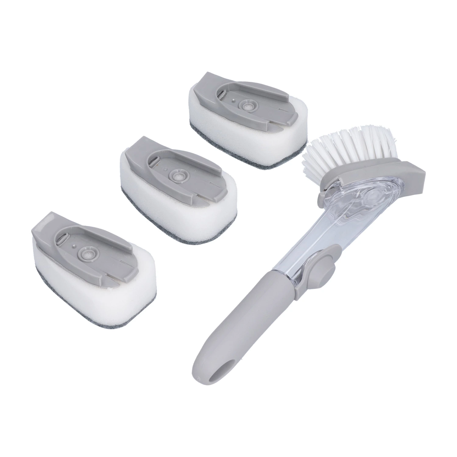 Soap Dispensing Dish Brush Sink Dish Cleaning Scrubber with Handle Hanging Ring Replacement Head
