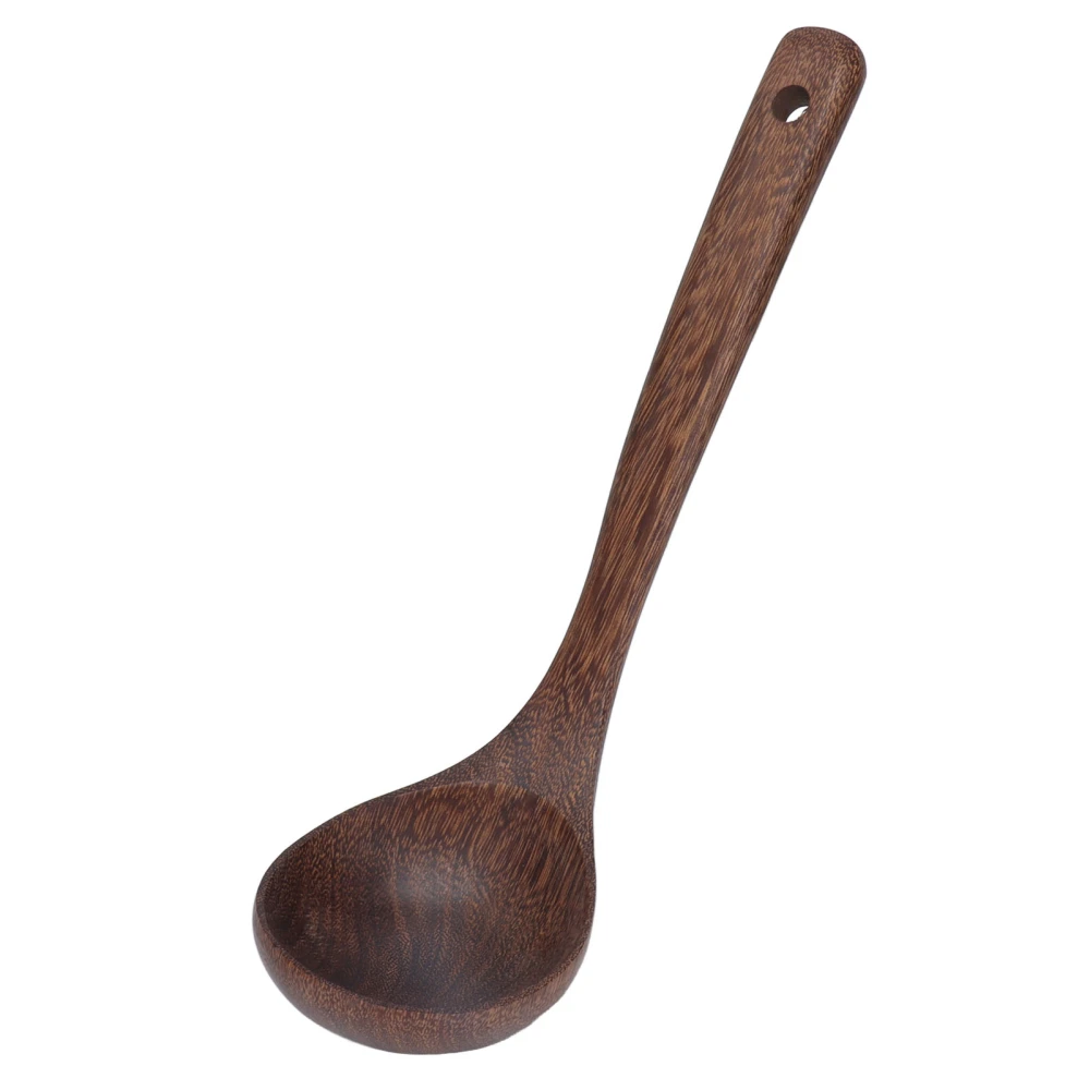 Wooden Soup Spoon Wenge Cooking Utensil Round Hanging Hole for Tea Coffee Dessert Sugar SaladStraight Handle Large Size