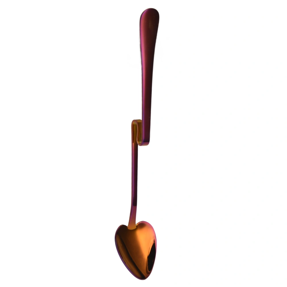 Hanging Cup Spoon Z Shape Stainless Steel Tea Scoop Heart Shaped Coffee Spoon for Dessert Shop