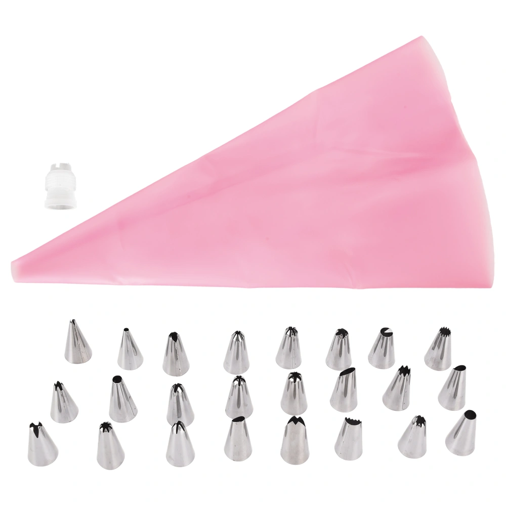 24PCS Piping Tips Stainless Steel Icing Piping Tip DIY Piping Nozzle Cake Baking Tool for KitchenPink