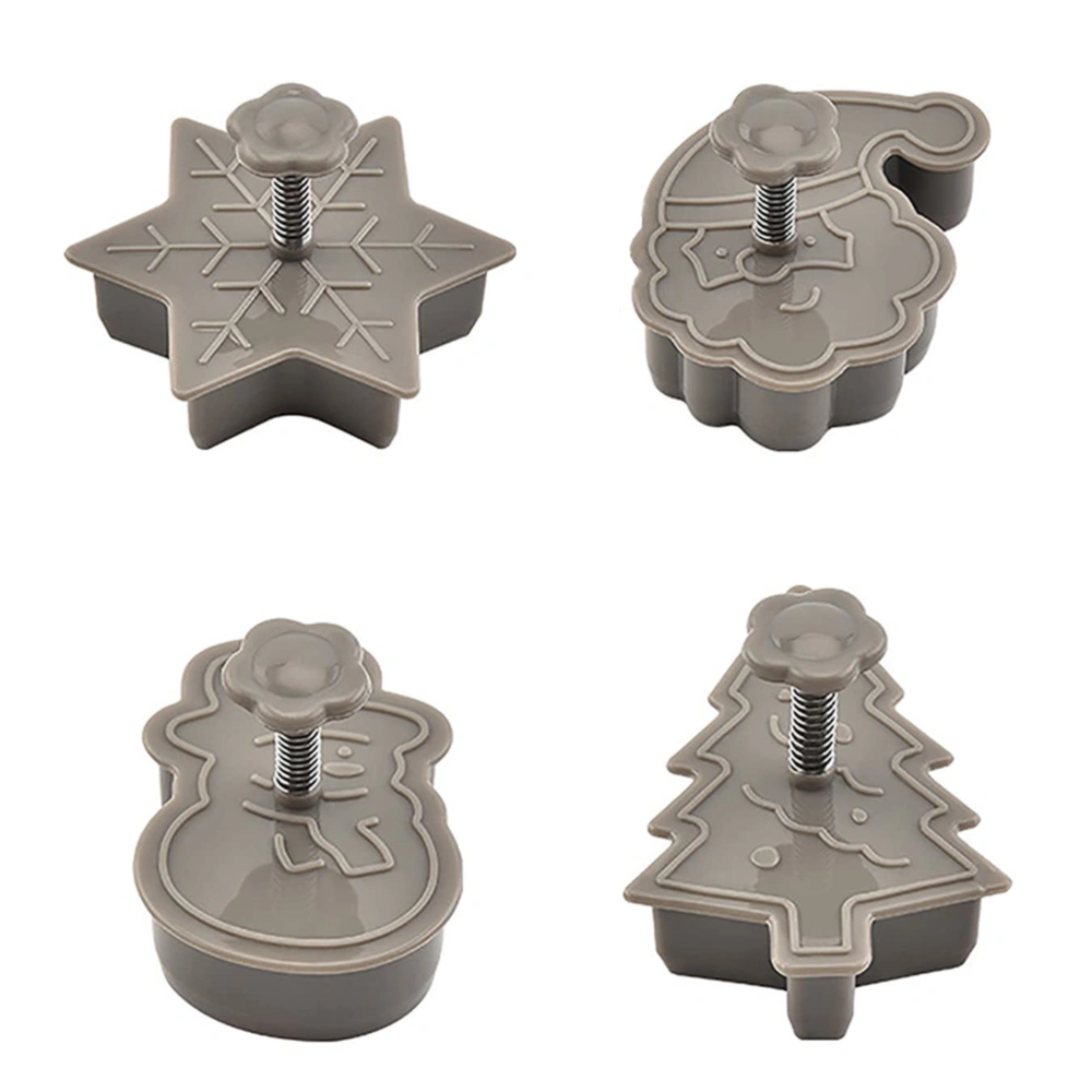 4 Pcs Christmas Mold 3D Spring Pressing Baking Mold Biscuit Molds Christmas Party Decor Candy Baking