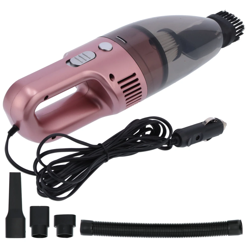 120W 12V Vacuum Cleaner Wet and Dry Dual Use Multiple Filter Visible Dust Box Car Interior CleanerRose Gold