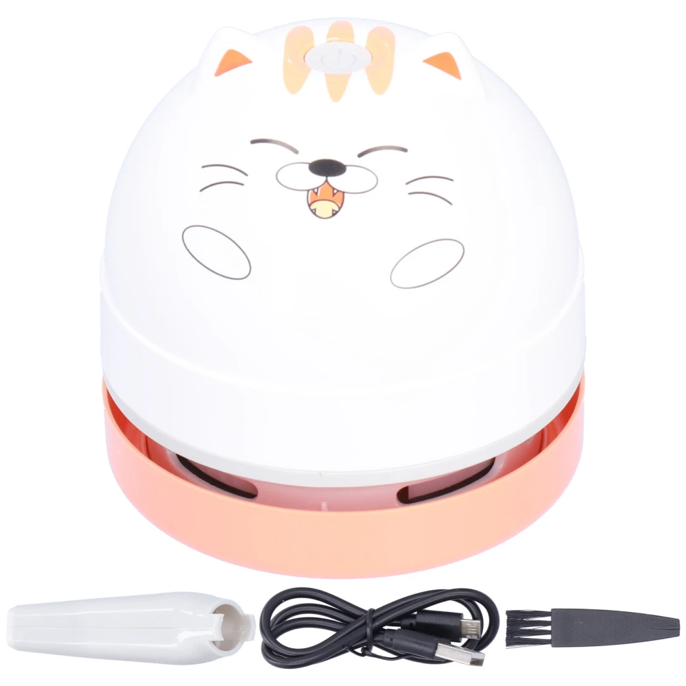 Cute Animal Design Desktop Vacuum Cleaner USB Charging Mini Dust Catcher for ChildrenCat Pattern