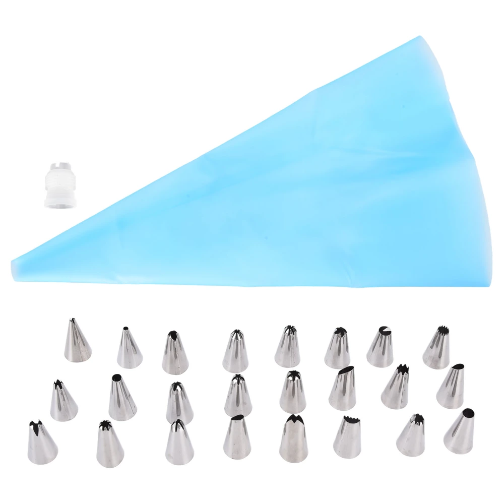 24PCS Piping Tips Stainless Steel Icing Piping Tip DIY Piping Nozzle Cake Baking Tool for KitchenBlue