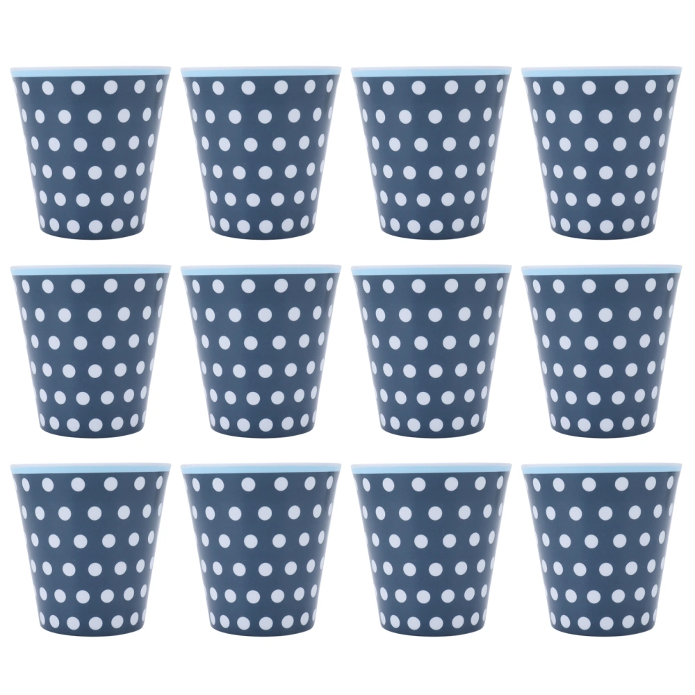 12Pcs Milk Cup AntiScalding Melamine BlueDots Pattern Drinkware Kit for Home Restaurant