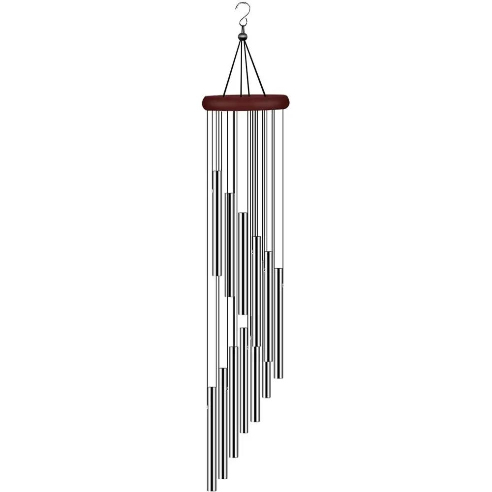 Metal Wind Chimes with 12 Aluminum Alloy Tubes Hanging Sympathy Wind Chimes for Home Garden Decoration