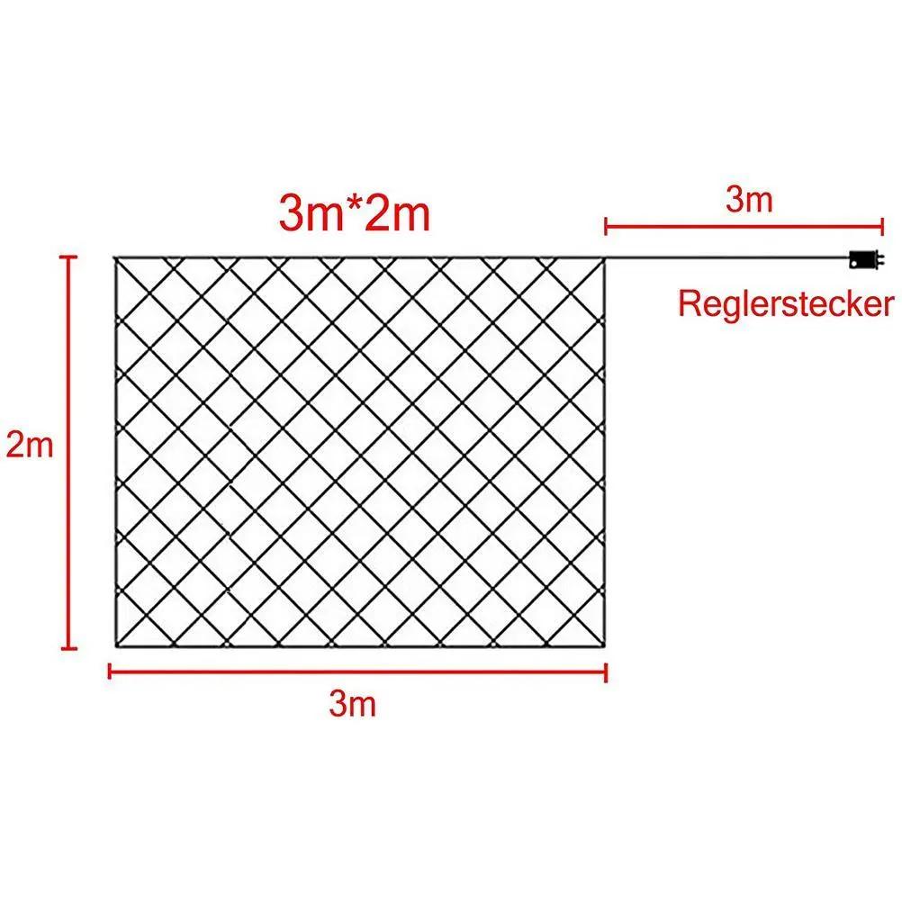 200 LED Light Net 3 X 2 Meter LED Fairy Lights Waterproof 8 Modes Fairy Lights Curtain Indoor Outdoor Decoration for Garden Wedding Party EU Plug 220V