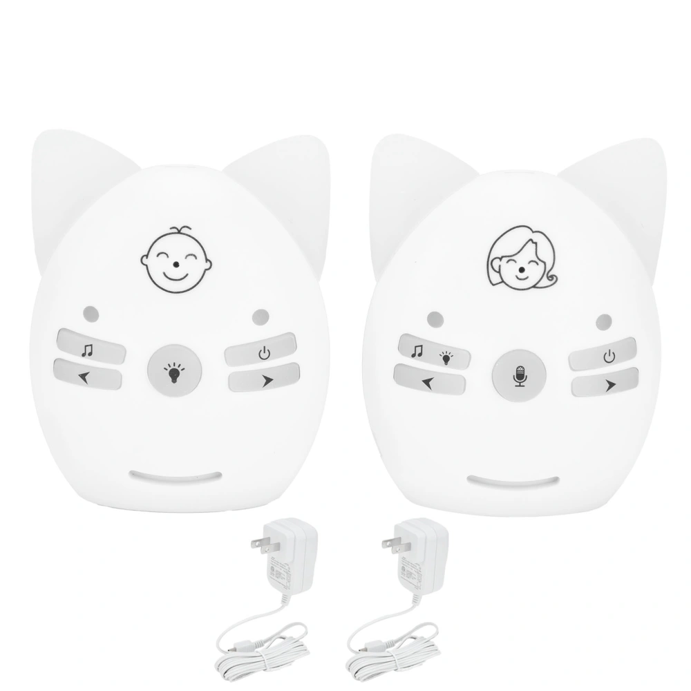 V30 Digital Audio Baby Monitor Portable Alarm Sensitive Wireless Two Way Baby Cry DetectorWhite US Plug 100‑240V