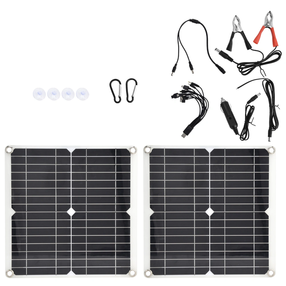 2Pcs 15W Flexible Solar Panel Portable Solar Charging Board Photovoltaic System for Emergency Charging