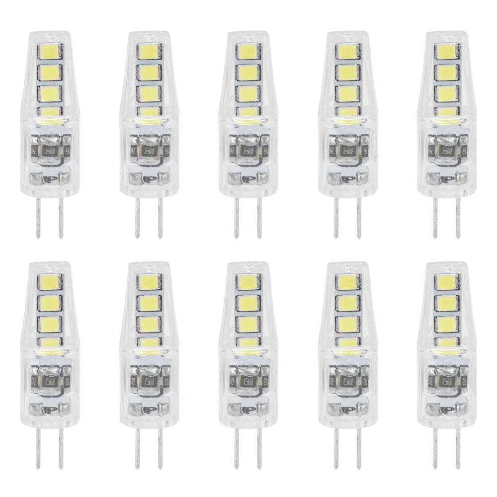 10Pcs G4 8LED Light 2835 Lamp Chips 2W 360 Angle PC Lamp Bulb for Home Office 220VWhite Light