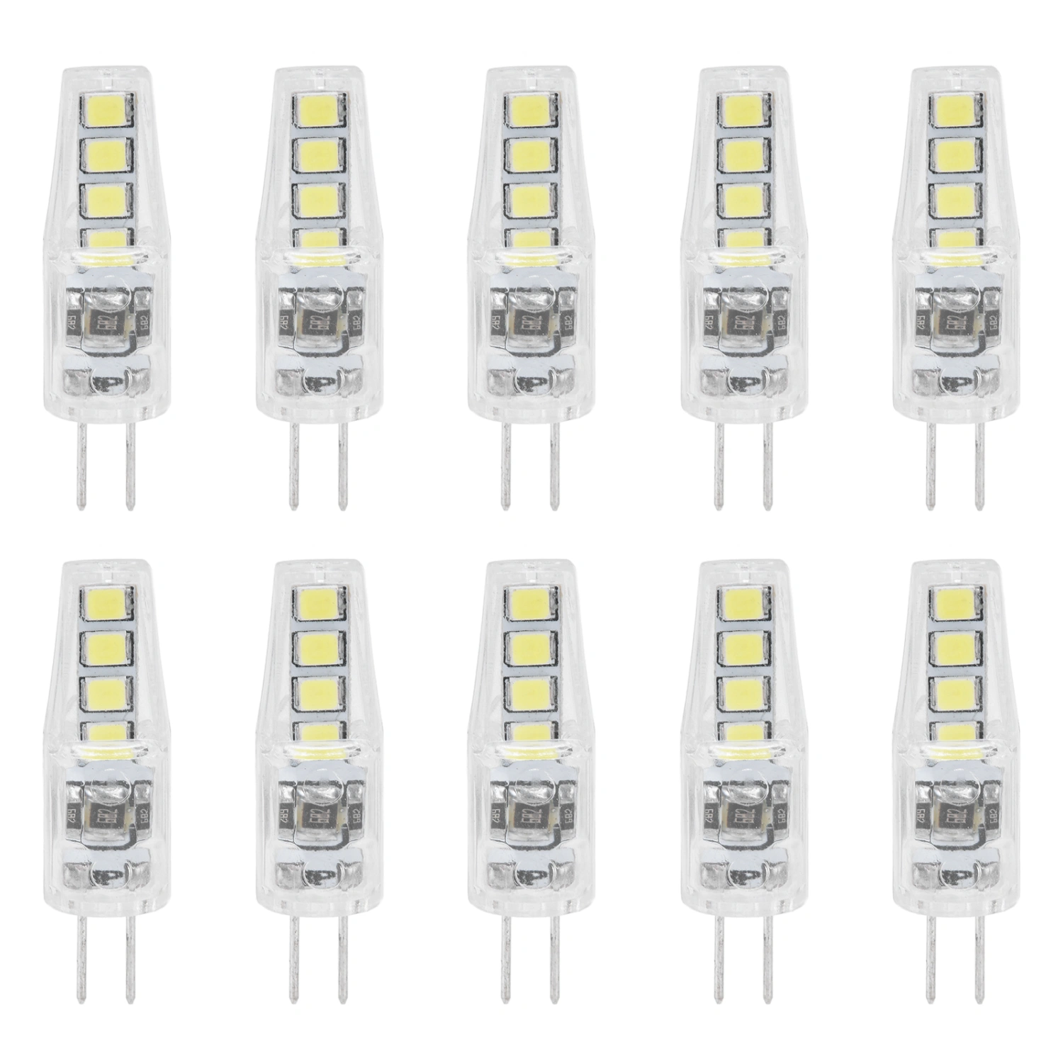 10Pcs G4 8LED Light 2835 Lamp Chips 2W 360 Angle PC Lamp Bulb for Home Office 220VWhite Light