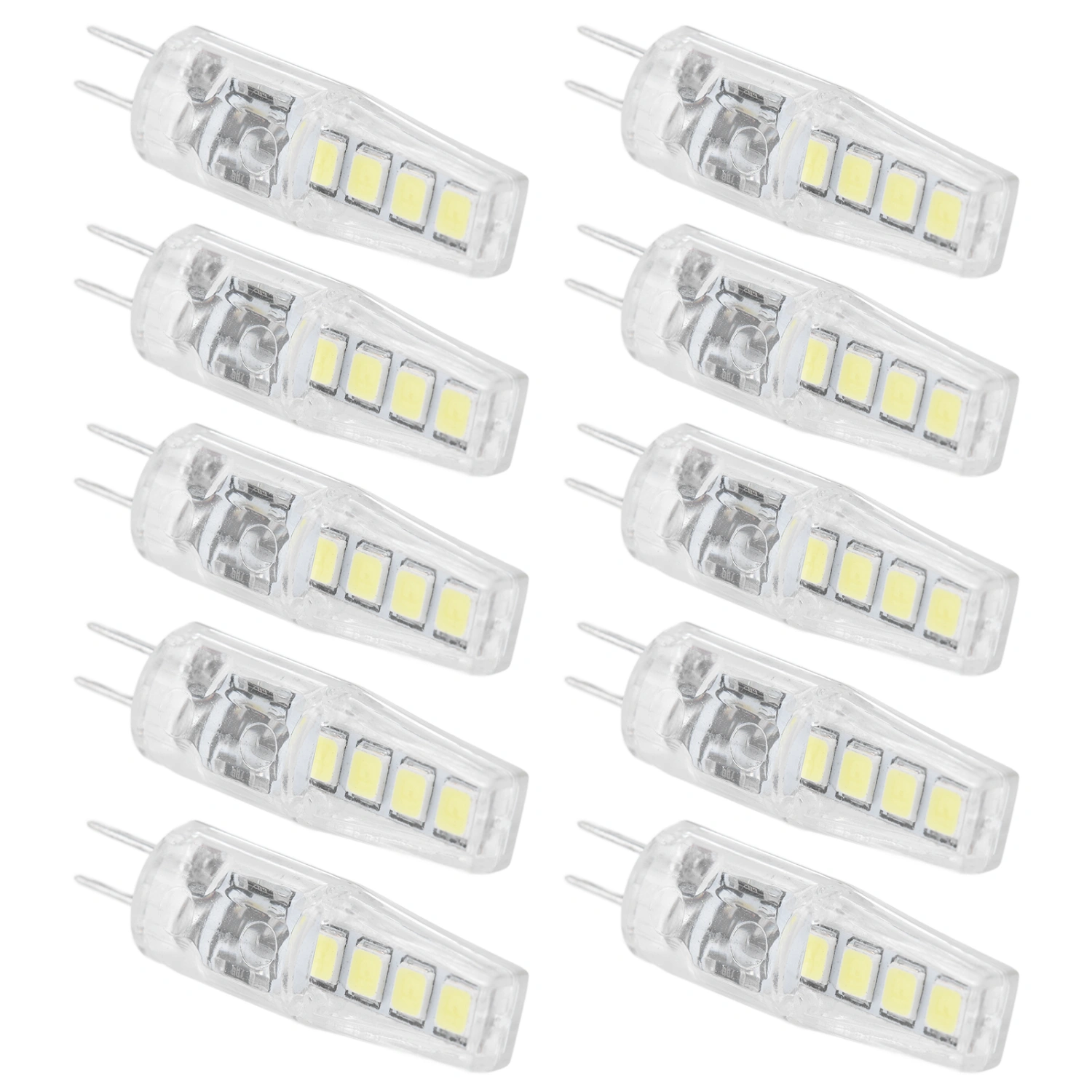 10Pcs G4 8LED Light 2835 Lamp Chips 2W 360 Angle PC Lamp Bulb for Home Office 220VWhite Light