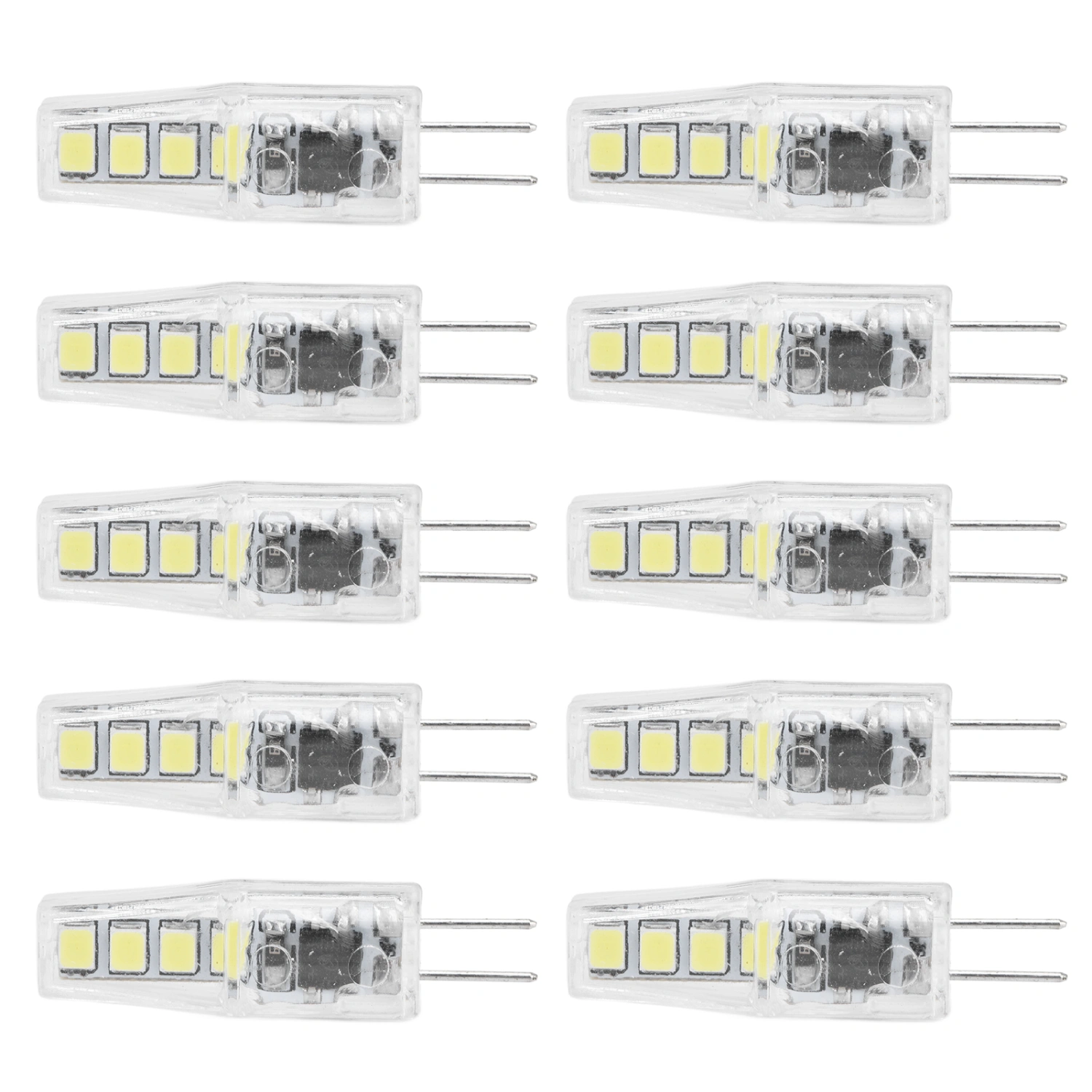 10Pcs G4 8LED Light 2835 Lamp Chips 2W 360 Angle PC Lamp Bulb for Home Office 220VWhite Light