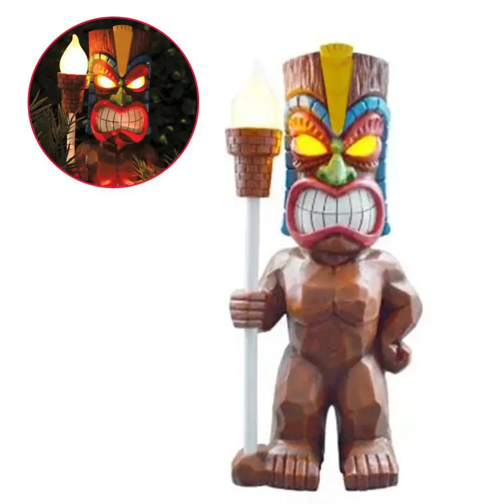 Solar Powered LED Tiki Light Solar Totem Figurine Ornaments LED Garden Light Decoration Crafts for Porch Lawn Trail