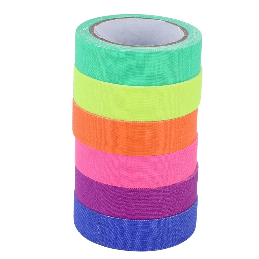 6Pcs Adhesive Tape 6 Color Fluorescent UV Cotton Cloth Tape Stage Performance Prop