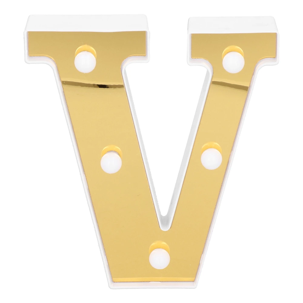 Gold LED Alphabet Lamp V‑Shape Marriage Proposal Festival Party Decoration Light Warm White