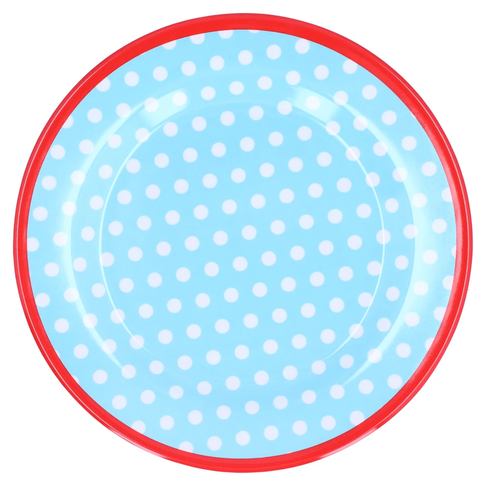 9in Imitation Porcelain Dinner Plate Decorative Reusable Snack Plate Lightweight Tableware for Cakes FruitLight Blue Dot