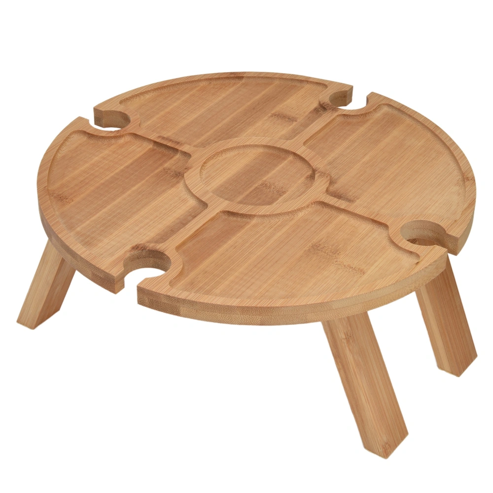 Outdoor Wine Table Folding Wooden Picnic Table with Wine Glass Holder for Hiking Camping Outdoor Dinner