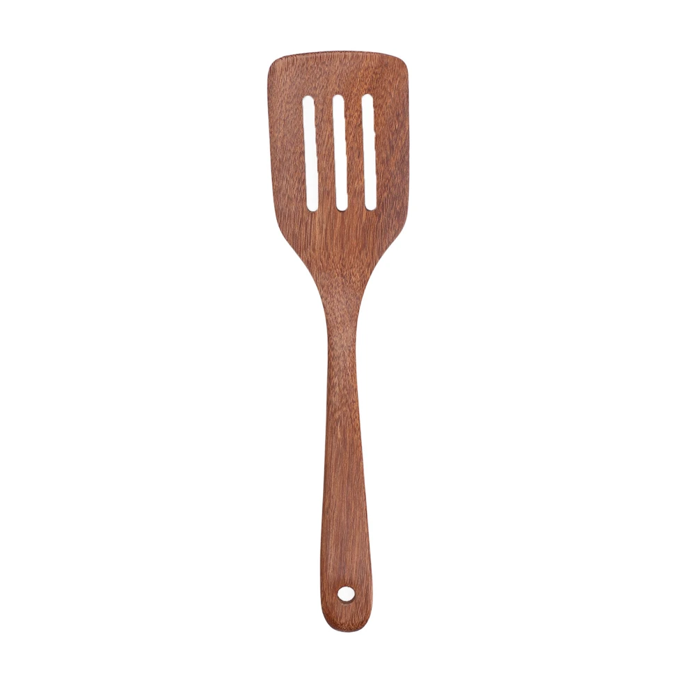 Natural Wood Long Handle Spatula Frying Spatula Round Hole Wall Mounted Kitchen UtensilLeak Spatula