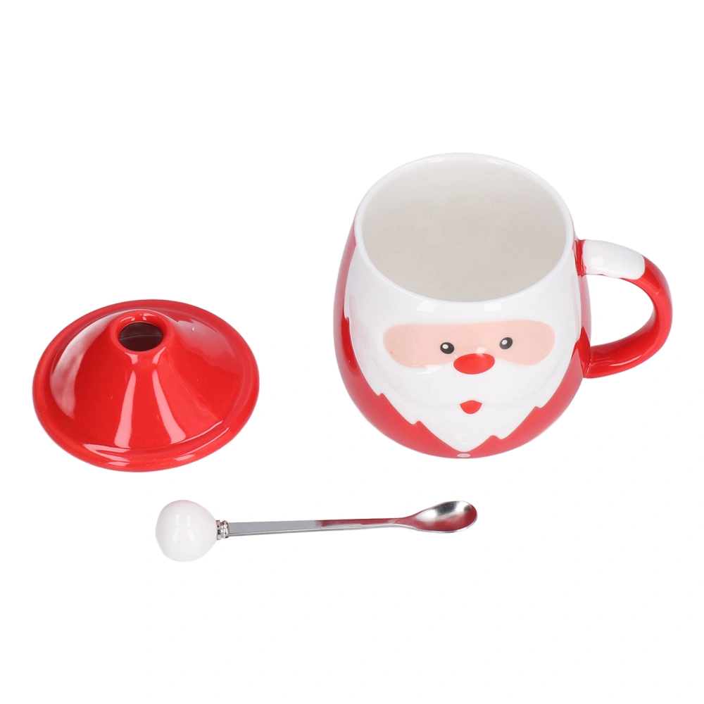 450ml Christmas Cup Large Capacity Ceramic Tea Milk Cup Coffee Mug with Lid Spoon for HomeType D