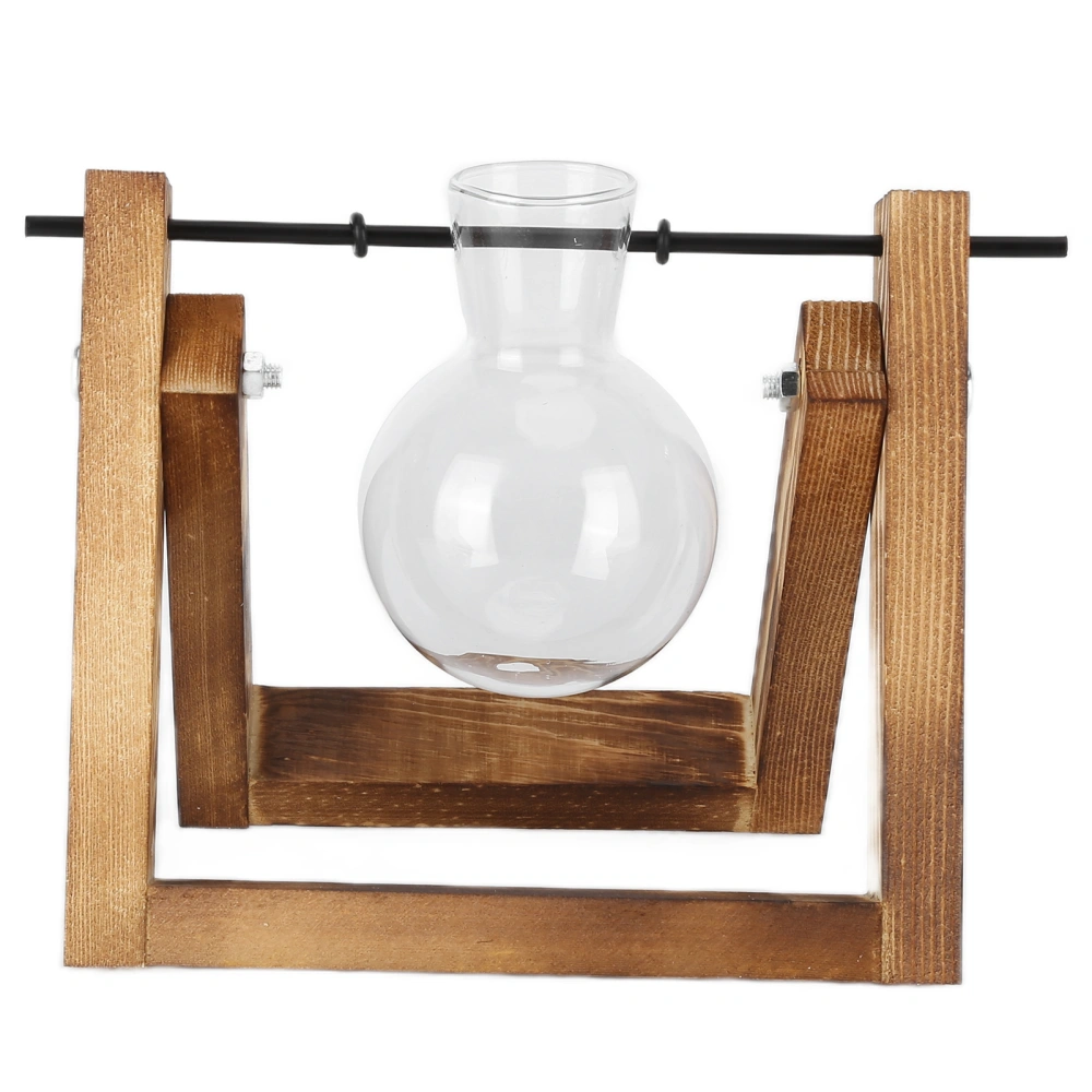 Plant Terrarium with Wooden Stand Glass Vase Desktop Glass Planter for Home Office Decoration(Wood Frame 1 Bottle )