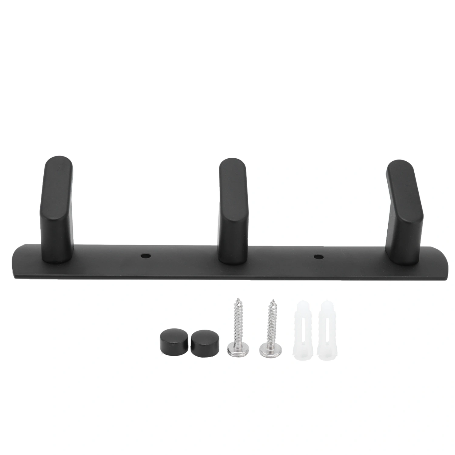 Simple Space Aluminum Row Hooks Wall Mounted Hook for Kitchen Bathroom Wardrobe Black3 Hooks