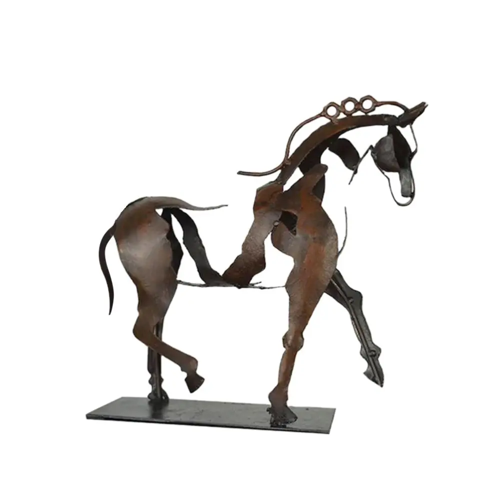 Horse Sculpture Metal Ornament Abstract Modern Realistic Art Crafts Home Office Decor Figurine Vintage