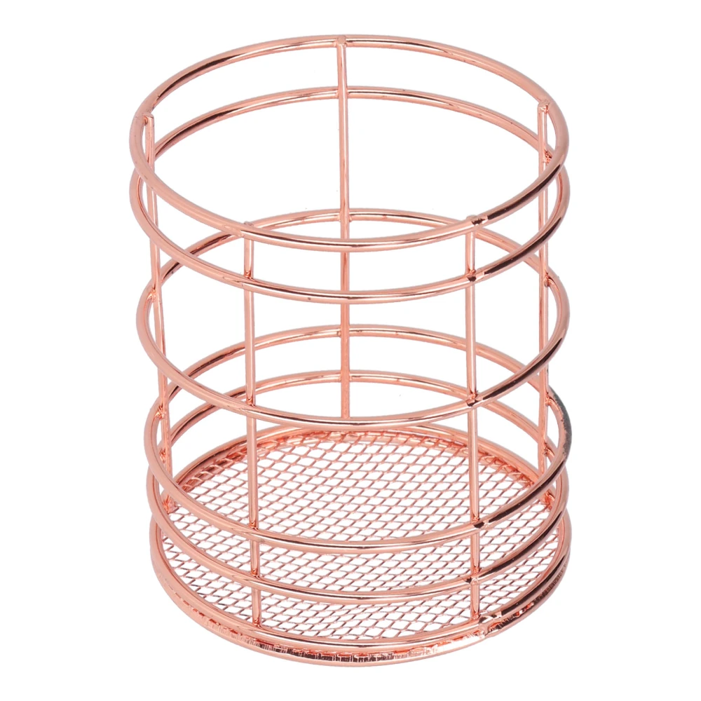 Round Hollow Chopstick Cage Multifunctional Desktop Pen Holder Organizer for Home KitchenRose Gold (J13454CP)