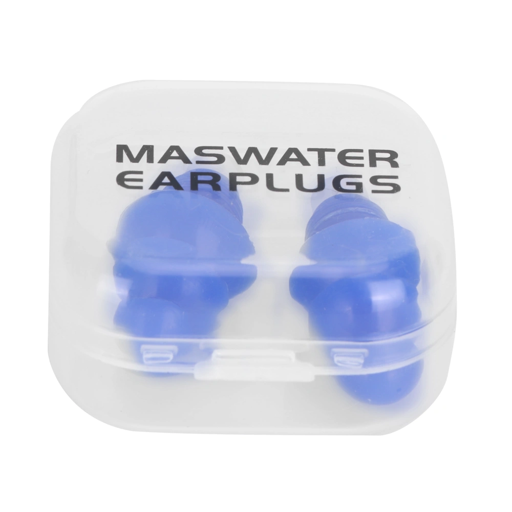 Reusable Ear Plugs Waterproof Silicone Earplugs Noise Reduction for Swimming Sleeping(Blue Box )